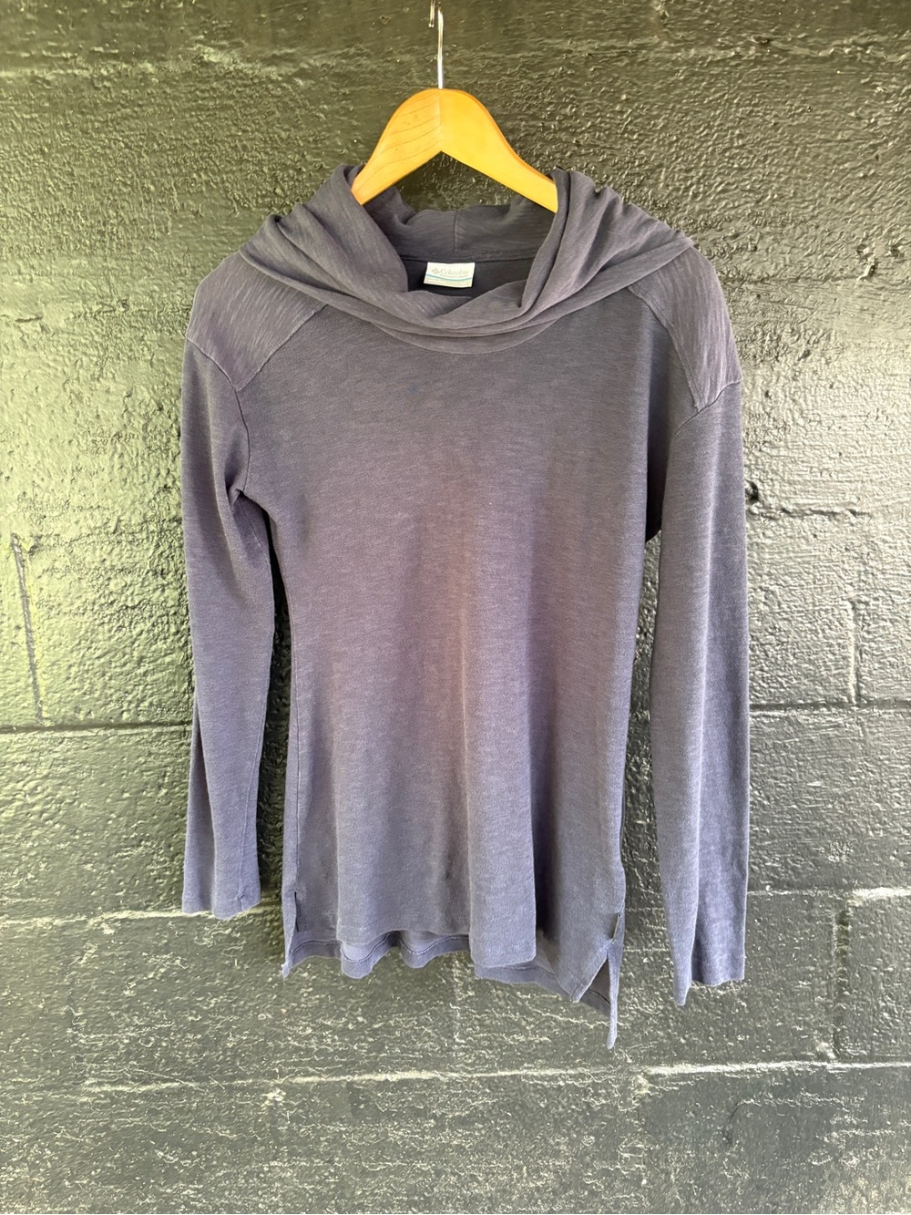 Columbia Lightweight Cowl Neck Long Sleeve Top in Washed Navy